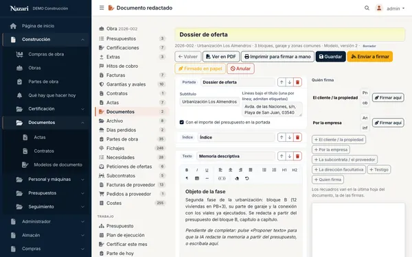 El dossier de oferta